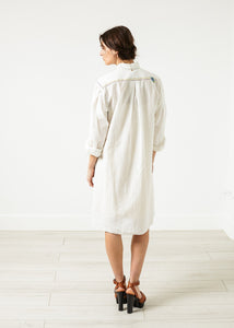 Pleated Sleeve Tunic in White