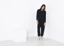 Load image into Gallery viewer, Knit Hooded Jumpsuit in Black