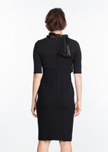 Load image into Gallery viewer, Tie Neck Wool Dress in Black