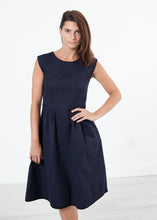 Load image into Gallery viewer, Pleated Rita Dress in Dark Navy