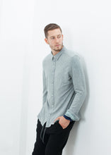 Load image into Gallery viewer, Kasuri Jersey Button-Up in Blue Grey