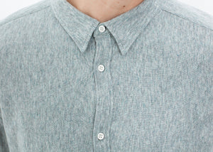 Kasuri Jersey Button-Up in Blue Grey