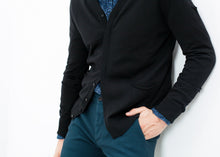 Load image into Gallery viewer, Hidden Placket Cardigan in Black