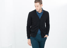 Load image into Gallery viewer, Hidden Placket Cardigan in Black