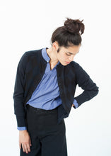 Load image into Gallery viewer, Quilt Pattern Cardigan in Black/Navy