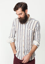 Load image into Gallery viewer, Linen Western Shirt in Beige/Blue