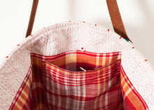 Load image into Gallery viewer, Woven Oversized Tote in Red Stripe